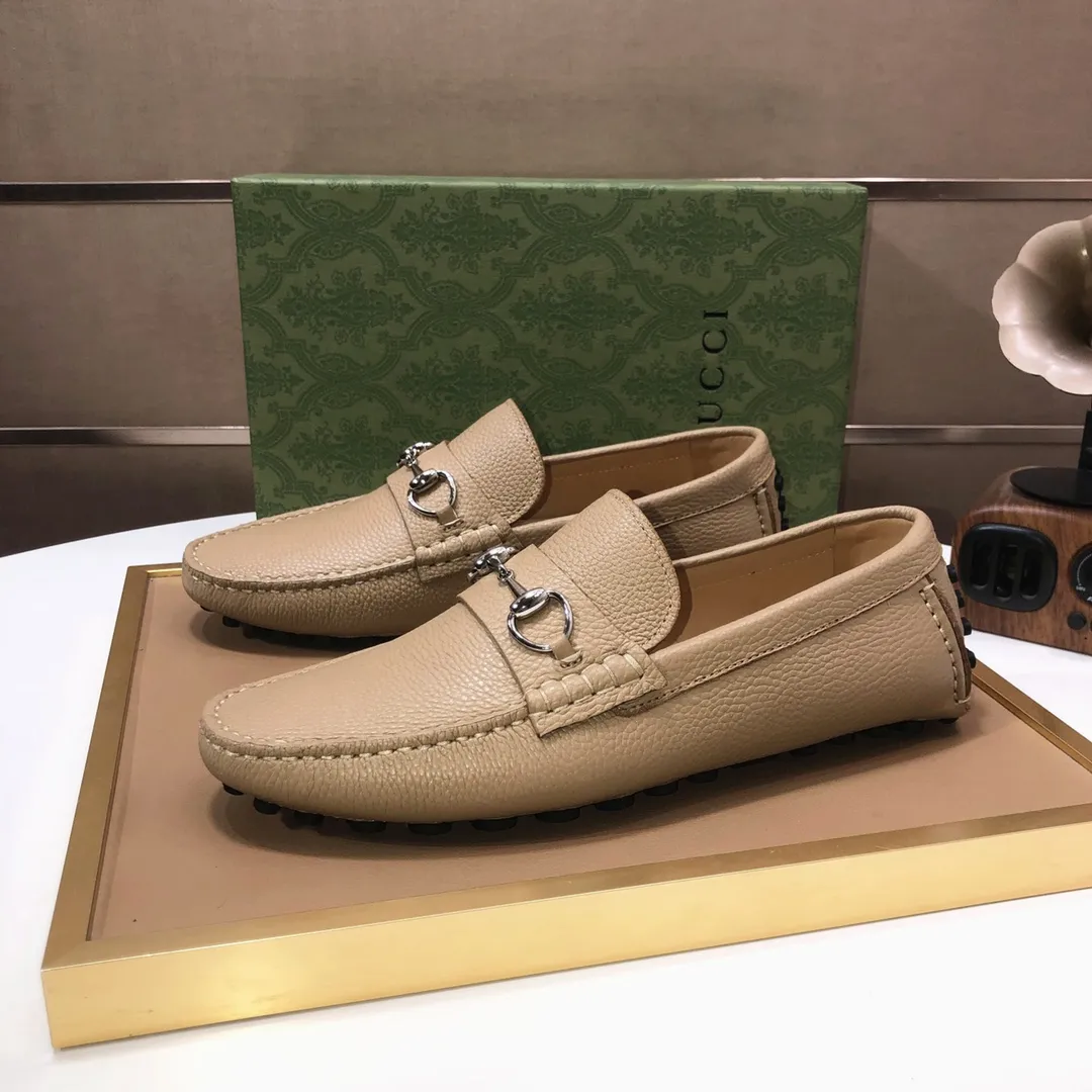 Men's Men's Shoes💰420💰[Gucci GUCCI] (High-end Niuli) New 🍀Gucci*-Gucci Peas Shoes! Made of imported original cowhide, the inner top layer is comfortable cowhide lining! Original wear-resistant rubber outsole! High quality products! Code number 38-44!